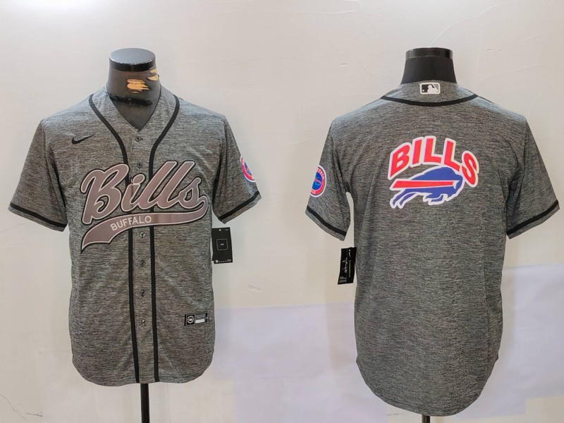 Men's Buffalo Bills Grey Team Big logo Cool Base Stitched Baseball Jersey 2 Men's Buffalo Bills Grey Team Big logo Cool Base Stitched Baseball Jersey 2