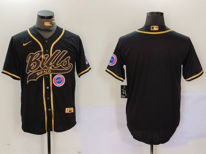 Men's Buffalo Bills Blank Black Team Cool Base Stitched Baseball Jersey Men's Buffalo Bills Blank Black Team Cool Base Stitched Baseball Jersey
