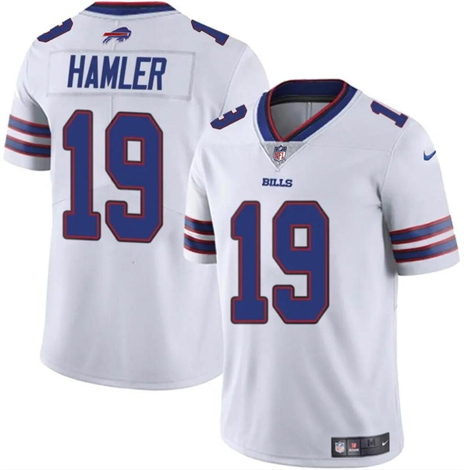 Men's Buffalo Bills #19 KJ Hamler White 2024 Vapor Untouchable Limited Stitched Football Jersey Men's Buffalo Bills #19 KJ Hamler White 2024 Vapor Untouchable Limited Stitched Football Jersey