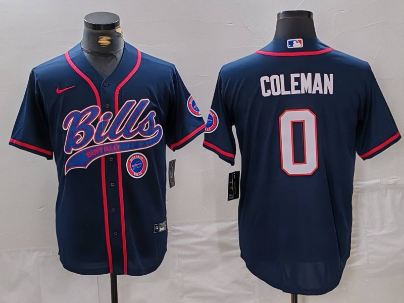 Men's Buffalo Bills #0 Keon Coleman Navy With Patch Cool Base Stitched Baseball Jersey 3 Men's Buffalo Bills #0 Keon Coleman Navy With Patch Cool Base Stitched Baseball Jersey 3
