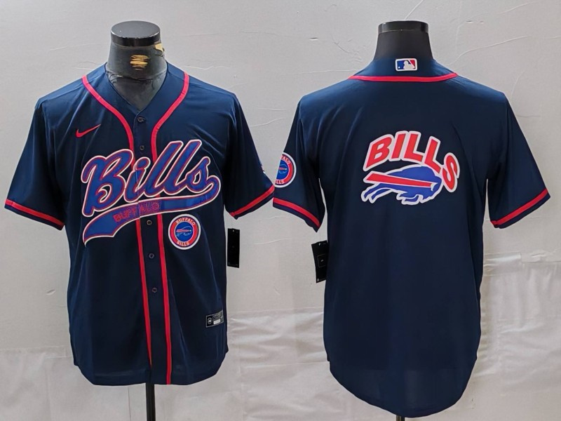 Men's Buffalo Bills Navy Team Big Logo With Patch Cool Base Stitched Baseball Jersey 4 Men's Buffalo Bills Navy Team Big Logo With Patch Cool Base Stitched Baseball Jersey 4
