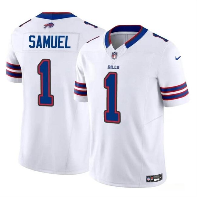Men's Buffalo Bills #1 Curtis Samuel White 2023 F.U.S.E. Vapor Untouchable Limited Stitched Football Jersey Men's Buffalo Bills #1 Curtis Samuel White 2023 F.U.S.E. Vapor Untouchable Limited Stitched Football Jersey