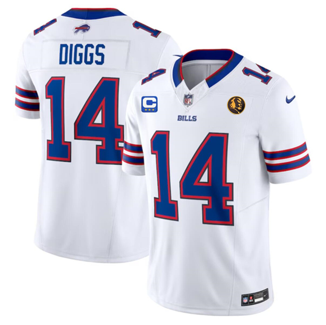 Men's Buffalo Bills #14 Stefon Diggs White 2023 F.U.S.E. With 3-Star C Ptach And John Madden Patch Vapor Limited Stitched Football Jersey Men's Buffalo Bills #14 Stefon Diggs White 2023 F.U.S.E. With 3-Star C Ptach And John Madden Patch Vapor Limited Stitched Football Jersey