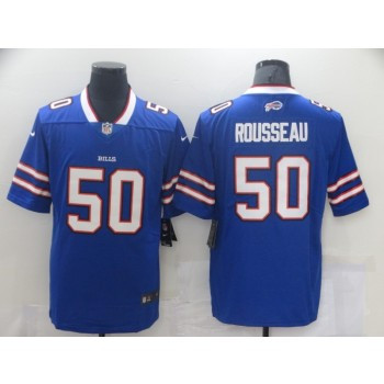 Nike Bills 50 Gregory Rousseau Blue Vapor Limited Men Jersey Nike Bills 50 Gregory Rousseau Blue Vapor Limited Men Jersey