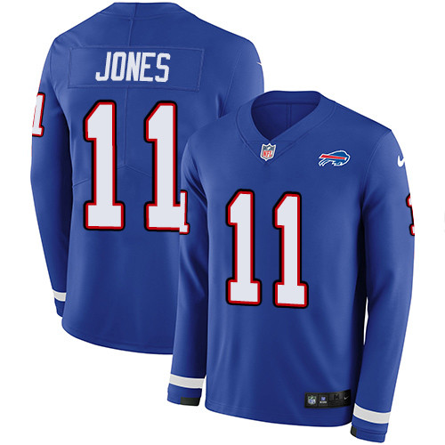 Nike Bills #11 Zay Jones Royal Blue Team Color Men's Stitched NFL Limited Therma Long Sleeve Jersey Nike Bills #11 Zay Jones Royal Blue Team Color Men's Stitched NFL Limited Therma Long Sleeve Jersey