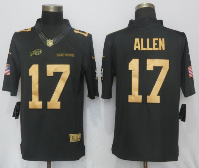 Nike Bills #17 Josh Allen Anthracite Gold Salute To Service Limited Jersey