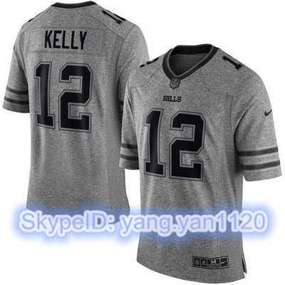 Nike Bills #12 Jim Kelly Gray Men's Stitched NFL Limited Gridiron Gray Jersey