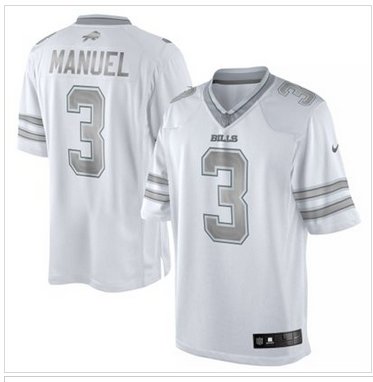 New Buffalo Bills #3 EJ Manuel White Platinum Jersey New Buffalo Bills #3 EJ Manuel White Platinum Jersey