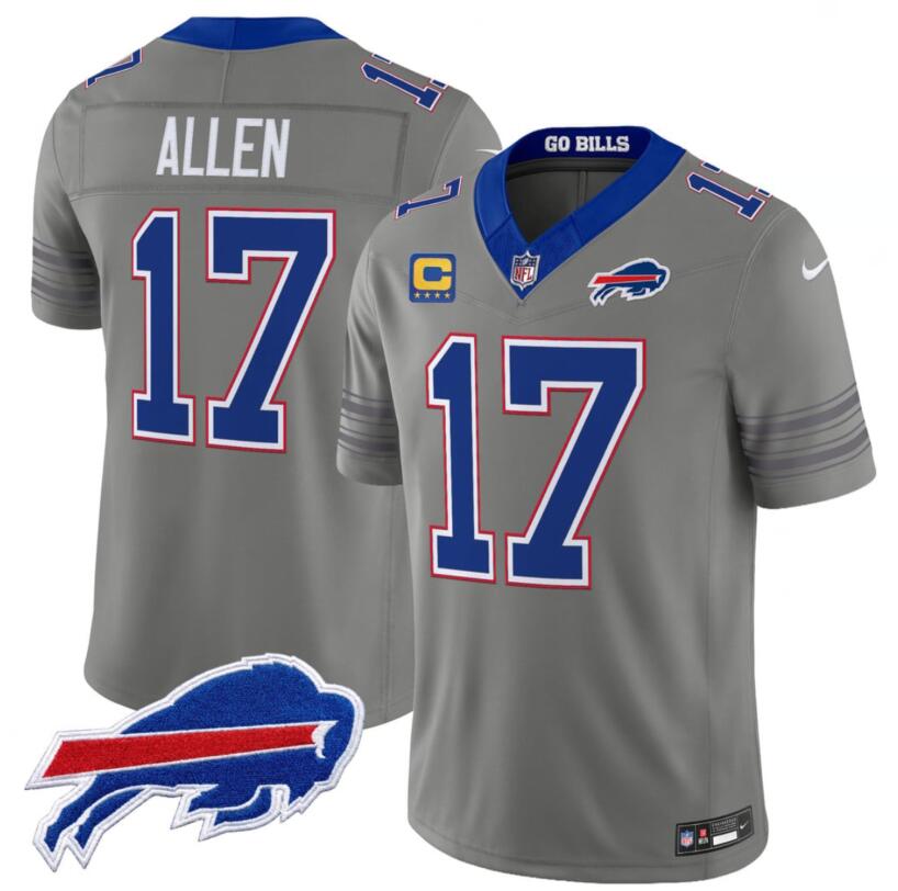 Men's Buffalo Bills #17 Josh Allen Gray F.U.S.E. 2026 Nickel City With 4-Star C Patch Vapor Stitched Football JerseyS Men's Buffalo Bills #17 Josh Allen Gray F.U.S.E. 2026 Nickel City With 4-Star C Patch Vapor Stitched Football JerseyS
