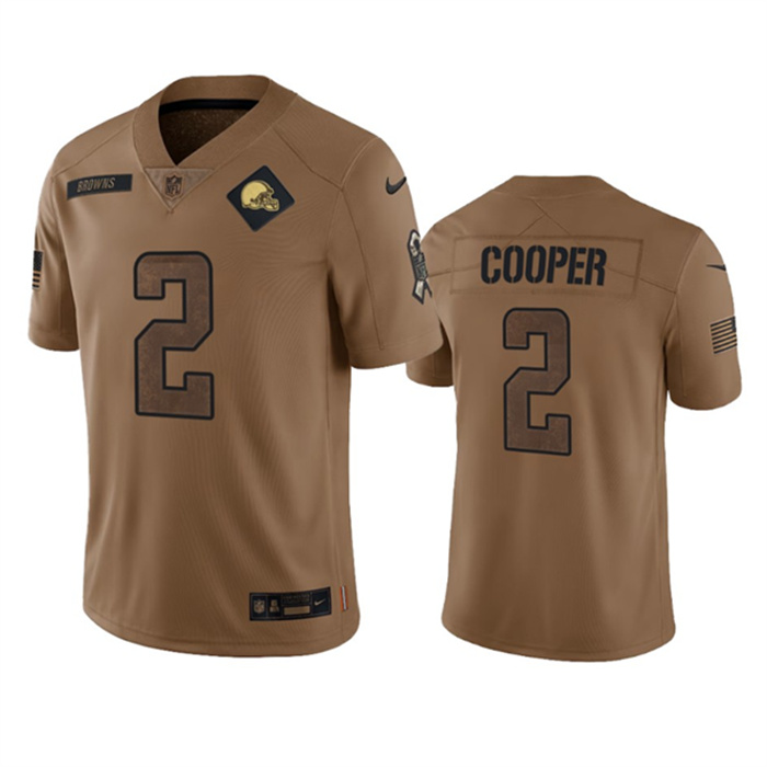 Men's Cleveland Browns #2 Amari Cooper 2023 Brown Salute To Service Limited Stitched Jersey Men's Cleveland Browns #2 Amari Cooper 2023 Brown Salute To Service Limited Stitched Jersey