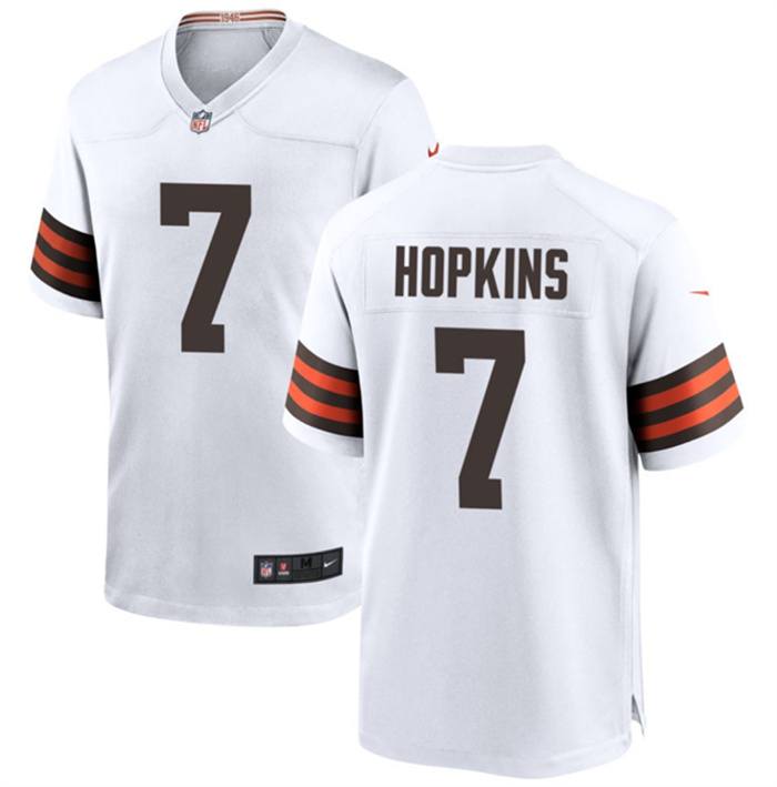 Men's Cleveland Browns #7 Dustin Hopkins White Stitched Game Football Jersey Men's Cleveland Browns #7 Dustin Hopkins White Stitched Game Football Jersey