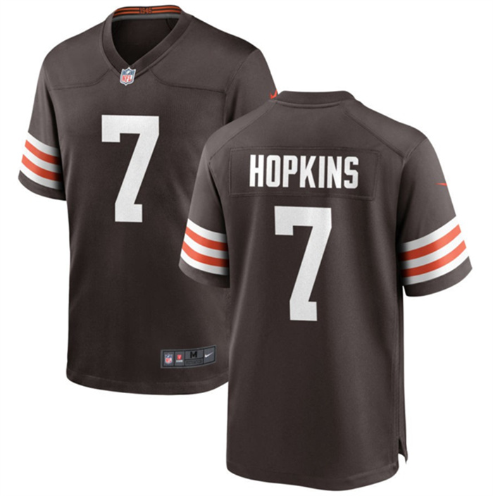 Men's Cleveland Browns #7 Dustin Hopkins Brown Stitched Game Football Jersey Men's Cleveland Browns #7 Dustin Hopkins Brown Stitched Game Football Jersey