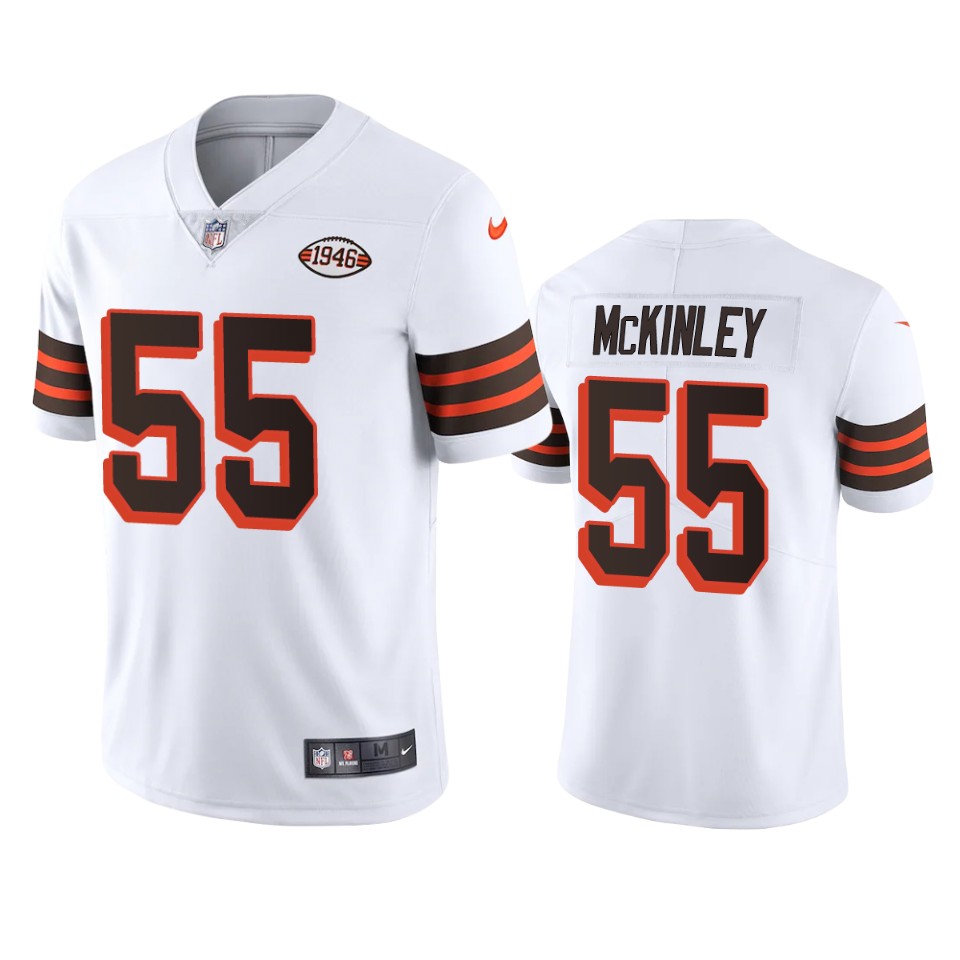 Cleveland Browns #55 Takkarist Mckinley Nike 1946 Collection Alternate Vapor Limited NFL Jersey - White Cleveland Browns #55 Takkarist Mckinley Nike 1946 Collection Alternate Vapor Limited NFL Jersey - White