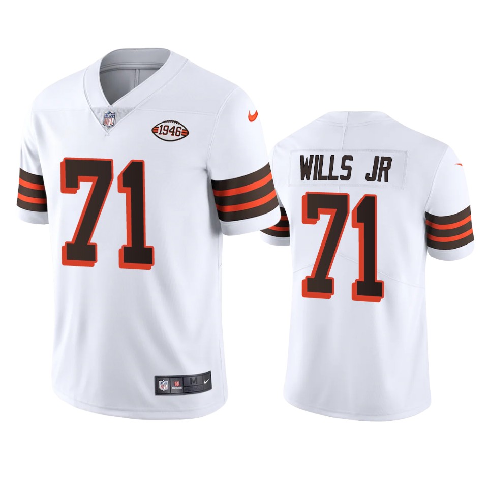 Cleveland Browns #71 Jedrick Wills Jr. Nike 1946 Collection Alternate Vapor Limited NFL Jersey - White Cleveland Browns #71 Jedrick Wills Jr. Nike 1946 Collection Alternate Vapor Limited NFL Jersey - White