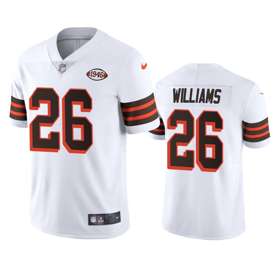Cleveland Browns #26 Greedy Williams Nike 1946 Collection Alternate Vapor Limited NFL Jersey - White Cleveland Browns #26 Greedy Williams Nike 1946 Collection Alternate Vapor Limited NFL Jersey - White