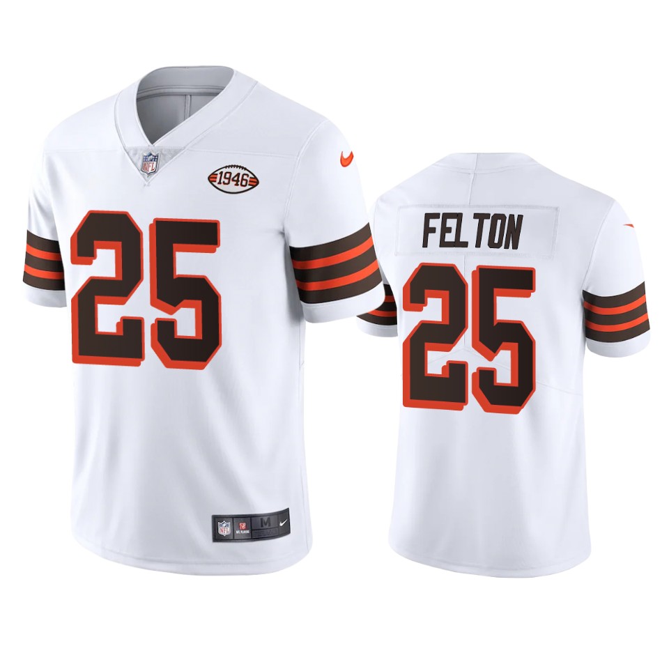 Cleveland Browns #25 Demetric Felton Nike 1946 Collection Alternate Vapor Limited NFL Jersey - White Cleveland Browns #25 Demetric Felton Nike 1946 Collection Alternate Vapor Limited NFL Jersey - White