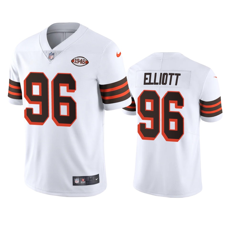 Cleveland Browns #96 Jordan Elliott Nike 1946 Collection Alternate Vapor Limited NFL Jersey - White Cleveland Browns #96 Jordan Elliott Nike 1946 Collection Alternate Vapor Limited NFL Jersey - White