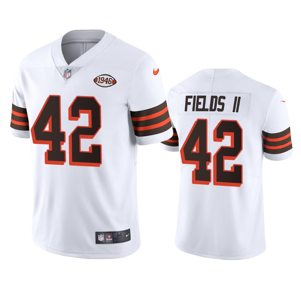 Cleveland Browns #42 Tony Fields II Nike 1946 Collection Alternate Vapor Limited NFL Jersey - White Cleveland Browns #42 Tony Fields II Nike 1946 Collection Alternate Vapor Limited NFL Jersey - White