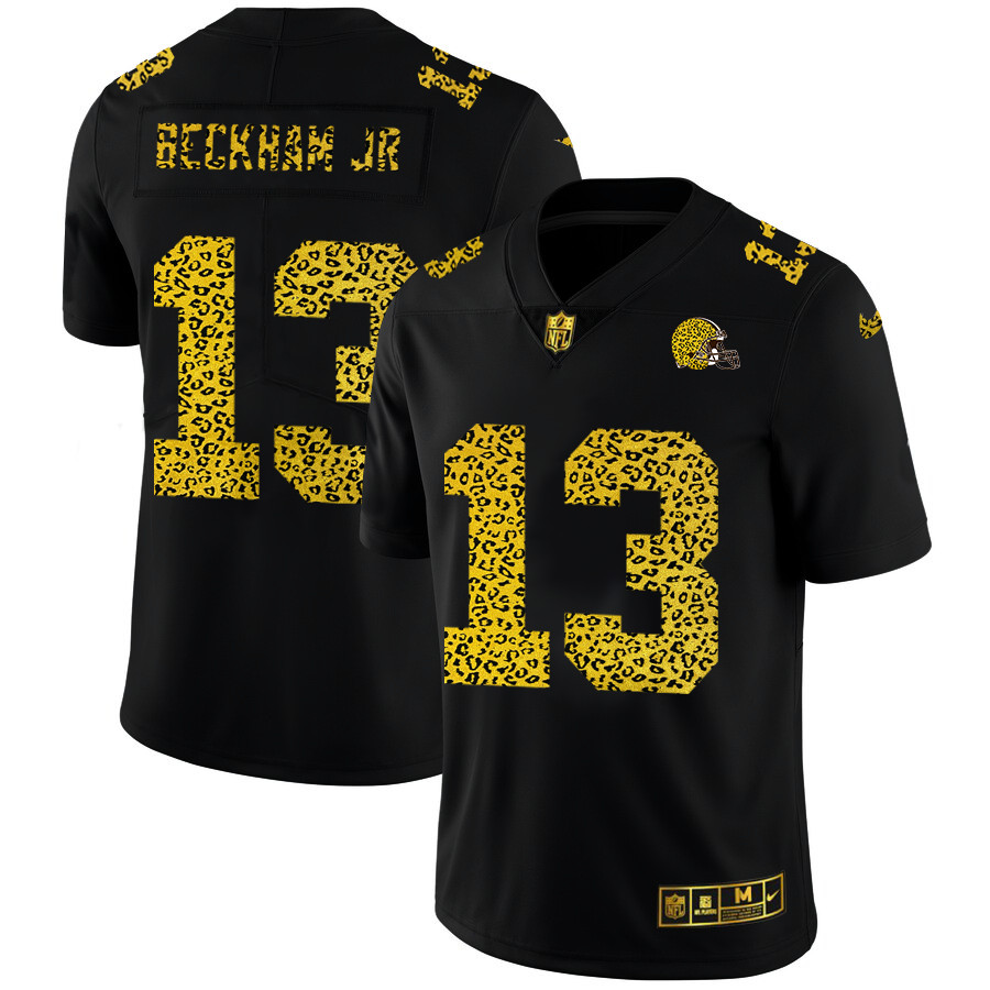 Cleveland Browns #13 Odell Beckham Jr. Men's Nike Leopard Print Fashion Vapor Limited NFL Jersey Black Cleveland Browns #13 Odell Beckham Jr. Men's Nike Leopard Print Fashion Vapor Limited NFL Jersey Black