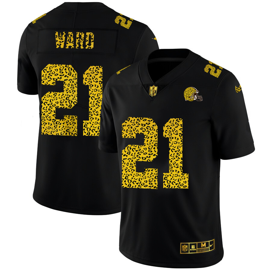Cleveland Browns #21 Denzel Ward Men's Nike Leopard Print Fashion Vapor Limited NFL Jersey Black Cleveland Browns #21 Denzel Ward Men's Nike Leopard Print Fashion Vapor Limited NFL Jersey Black