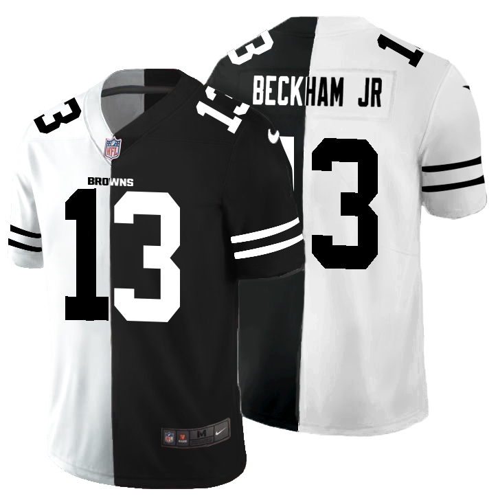 Cleveland Browns #13 Odell Beckham Jr. Men's Black V White Peace Split Nike Vapor Untouchable Limited NFL Jersey Cleveland Browns #13 Odell Beckham Jr. Men's Black V White Peace Split Nike Vapor Untouchable Limited NFL Jersey