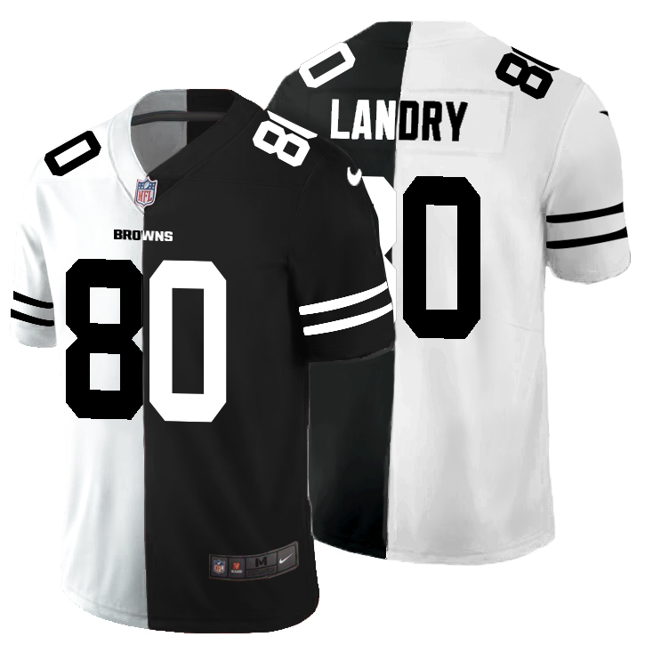 Cleveland Browns #80 Jarvis Landry Men's Black V White Peace Split Nike Vapor Untouchable Limited NFL Jersey Cleveland Browns #80 Jarvis Landry Men's Black V White Peace Split Nike Vapor Untouchable Limited NFL Jersey