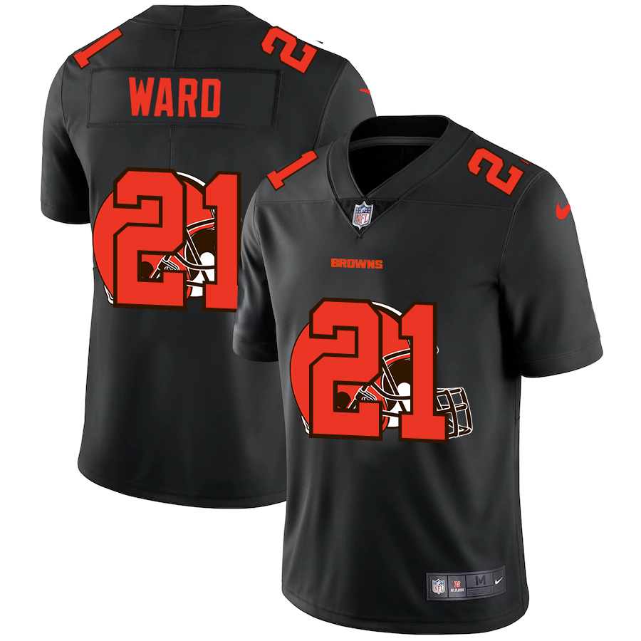 Cleveland Browns #21 Denzel Ward Men's Nike Team Logo Dual Overlap Limited NFL Jersey Black Cleveland Browns #21 Denzel Ward Men's Nike Team Logo Dual Overlap Limited NFL Jersey Black