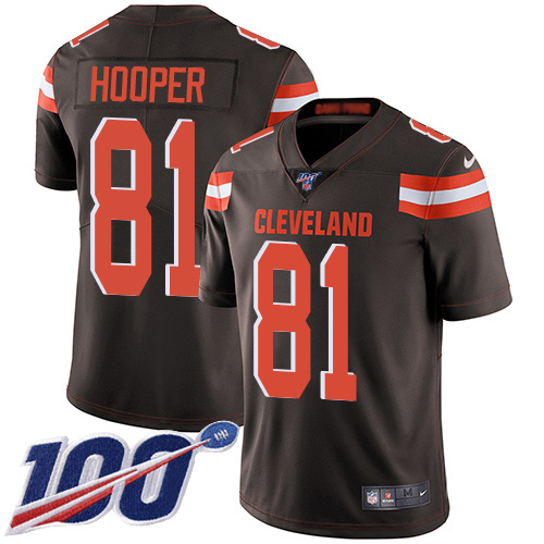Nike Browns #81 Austin Hooper Brown Team Color Men's Stitched NFL 100th Season Vapor Untouchable Limited Jersey Nike Browns #81 Austin Hooper Brown Team Color Men's Stitched NFL 100th Season Vapor Untouchable Limited Jersey
