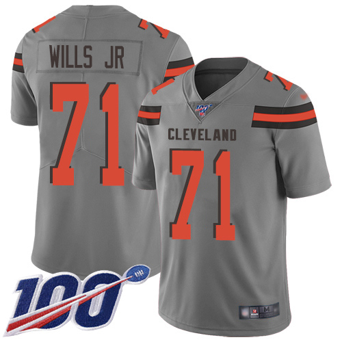 Nike Browns #71 Jedrick Wills JR Gray Men's Stitched NFL Limited Inverted Legend 100th Season Jersey Nike Browns #71 Jedrick Wills JR Gray Men's Stitched NFL Limited Inverted Legend 100th Season Jersey