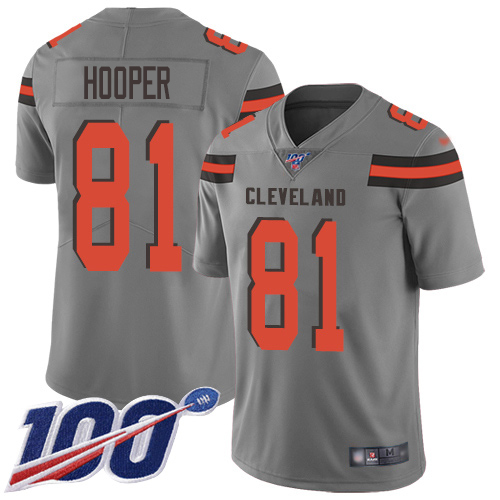 Nike Browns #81 Austin Hooper Gray Men's Stitched NFL Limited Inverted Legend 100th Season Jersey Nike Browns #81 Austin Hooper Gray Men's Stitched NFL Limited Inverted Legend 100th Season Jersey