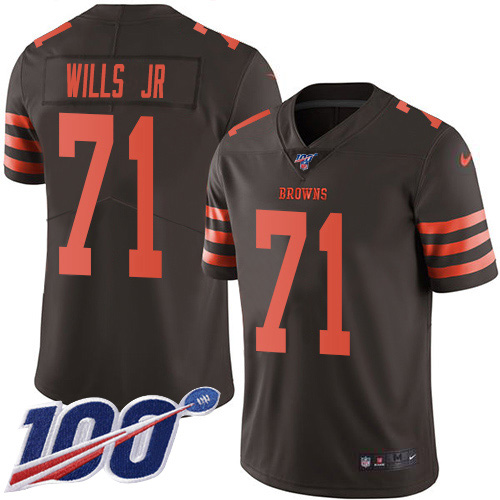 Nike Browns #71 Jedrick Wills JR Brown Men's Stitched NFL Limited Rush 100th Season Jersey Nike Browns #71 Jedrick Wills JR Brown Men's Stitched NFL Limited Rush 100th Season Jersey