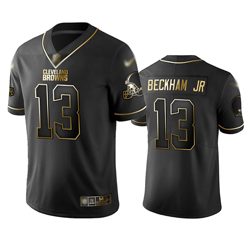 Browns #13 Odell Beckham Jr Black Men's Stitched Football Limited Golden Edition Jersey Browns #13 Odell Beckham Jr Black Men's Stitched Football Limited Golden Edition Jersey