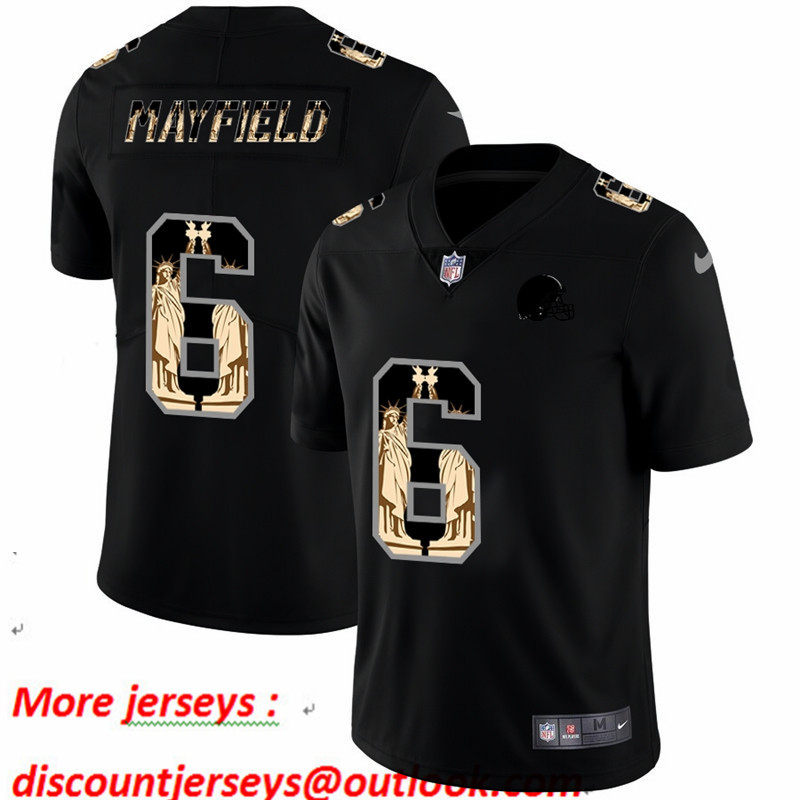 Nike Browns 6 Baker Mayfield Black Statue Of Liberty Limited Jersey Nike Browns 6 Baker Mayfield Black Statue Of Liberty Limited Jersey