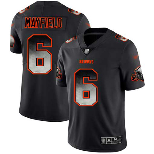 Browns #6 Baker Mayfield Black Men's Stitched Football Vapor Untouchable Limited Smoke Fashion Jersey Browns #6 Baker Mayfield Black Men's Stitched Football Vapor Untouchable Limited Smoke Fashion Jersey