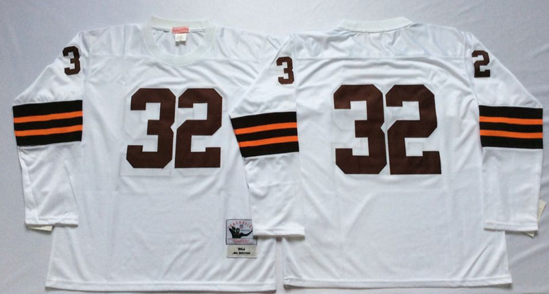 Mitchell And Ness browns #32 Jim Brown white Throwback Stitched NFL Jersey
