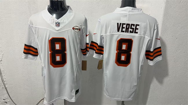 Men's Cleveland Browns #8 Jared Verse White 2026 1946 Collection Vapor Limited Stitched Football Jersey