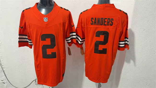 Men's Cleveland Browns 2 Shedeur Sanders Orange 2026 Vapor Limited Stitched Football Jersey