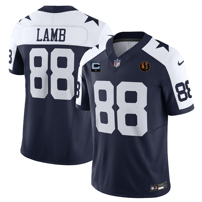 Men's Dallas Cowboys #88 CeeDee Lamb Navy 2025 F.U.S.E. With John Madden Patch And 1-Star C Patch Thanksgiving Vapor Limited Stitched Football Jersey Men's Dallas Cowboys #88 CeeDee Lamb Navy 2025 F.U.S.E. With John Madden Patch And 1-Star C Patch Thanksgiving Vapor Limited Stitched Football Jersey