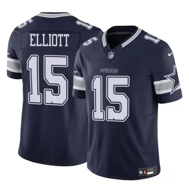 Men's Dallas Cowboys #15 Ezekiel Elliott Navy 2023 F.U.S.E Vapor Untouchable Limited Stitched Football Jersey Men's Dallas Cowboys #15 Ezekiel Elliott Navy 2023 F.U.S.E Vapor Untouchable Limited Stitched Football Jersey