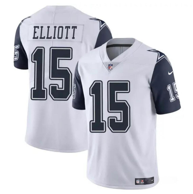 Men's Dallas Cowboys #15 Ezekiel Elliott White Color Rush Limited Stitched Football Jersey Men's Dallas Cowboys #15 Ezekiel Elliott White Color Rush Limited Stitched Football Jersey