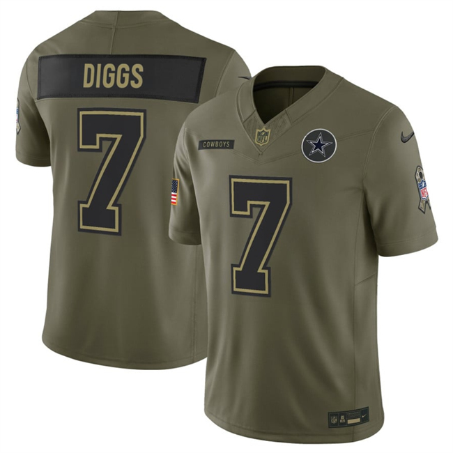Men's Dallas Cowboys #7 Trevon Diggs Olive 2025 F.U.S.E. Salute to Service Limited Stitched Football Jersey Men's Dallas Cowboys #7 Trevon Diggs Olive 2025 F.U.S.E. Salute to Service Limited Stitched Football Jersey