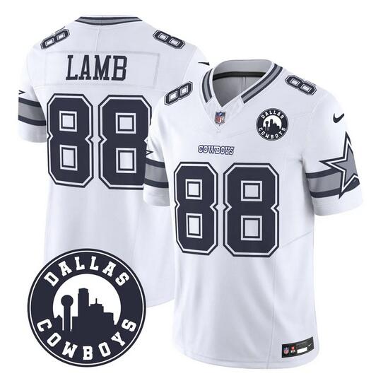 Men's Dallas Cowboys #88 CeeDee Lamb White F.U.S.E. With 'Dallas City' Patch Vapor Limited Stitched Football Jersey Men's Dallas Cowboys #88 CeeDee Lamb White F.U.S.E. With 'Dallas City' Patch Vapor Limited Stitched Football Jersey