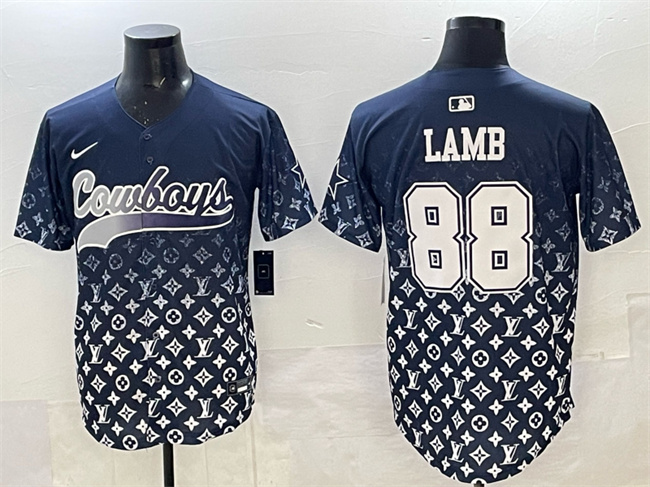 Men's Dallas Cowboys #88 CeeDee Lamb Navy Limited Stitched Baseball Jersey Men's Dallas Cowboys #88 CeeDee Lamb Navy Limited Stitched Baseball Jersey