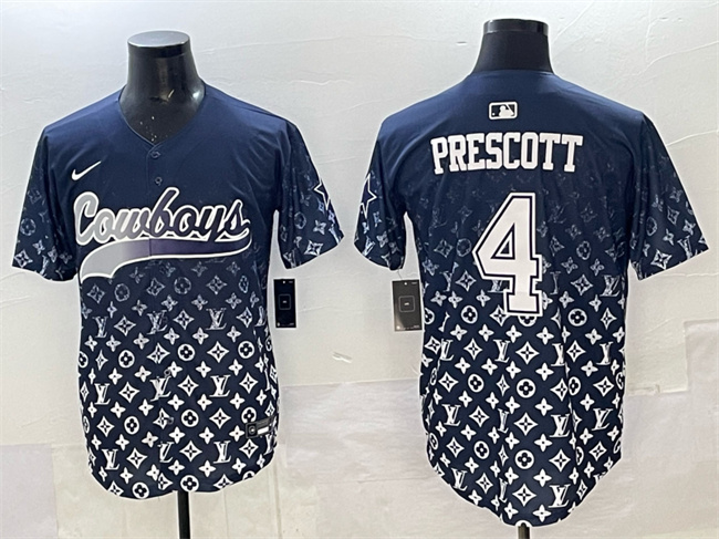 Men's Dallas Cowboys #4 Dak Prescott Navy Limited Stitched Baseball Jersey Men's Dallas Cowboys #4 Dak Prescott Navy Limited Stitched Baseball Jersey