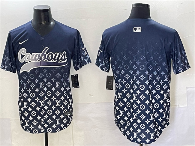 Men's Dallas Cowboys Blank Navy Limited Stitched Baseball Jersey Men's Dallas Cowboys Blank Navy Limited Stitched Baseball Jersey