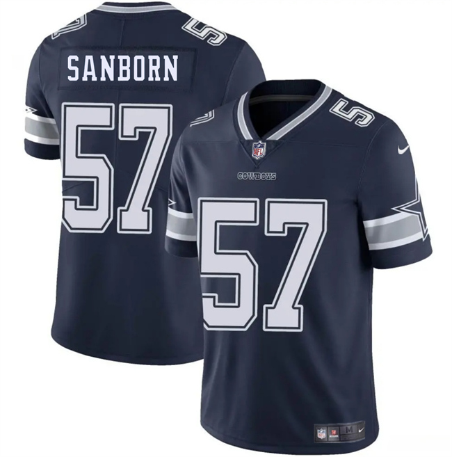 Men's Dallas Cowboys #57 Jack Sanborn Navy Blue 2025 Vapor Untouchable Limited Stitched Football Jersey Men's Dallas Cowboys #57 Jack Sanborn Navy Blue 2025 Vapor Untouchable Limited Stitched Football Jersey