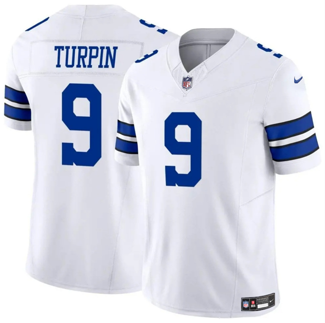 Men's Dallas Cowboys #9 KaVontae Turpin White 2023 F.U.S.E Vapor Untouchable Limited Stitched Football Jersey Men's Dallas Cowboys #9 KaVontae Turpin White 2023 F.U.S.E Vapor Untouchable Limited Stitched Football Jersey