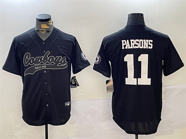 Men's Dallas Cowboys #11 Micah Parsons Black With Patch Cool Base Stitched Baseball Jersey Men's Dallas Cowboys #11 Micah Parsons Black With Patch Cool Base Stitched Baseball Jersey