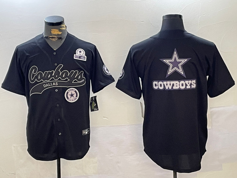Men's Dallas Cowboys Team Big Logo Black With Patch Cool Base Stitched Baseball Jersey 13 Men's Dallas Cowboys Team Big Logo Black With Patch Cool Base Stitched Baseball Jersey 13