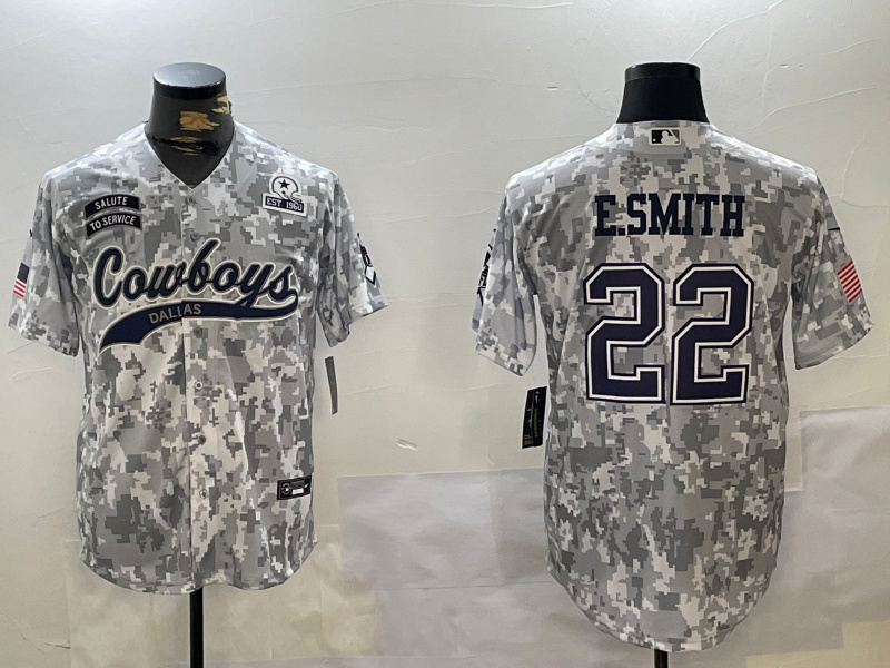 Men's Dallas Cowboys #22 Emmitt Smith 2024 Arctic Camo Salute To Service Stitched Baseball Jersey 5 Men's Dallas Cowboys #22 Emmitt Smith 2024 Arctic Camo Salute To Service Stitched Baseball Jersey 5